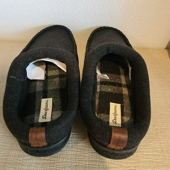 Dearfoams Men's Clog Style Memory Foam Slippers Wool Blend L - Picture 2 of 5